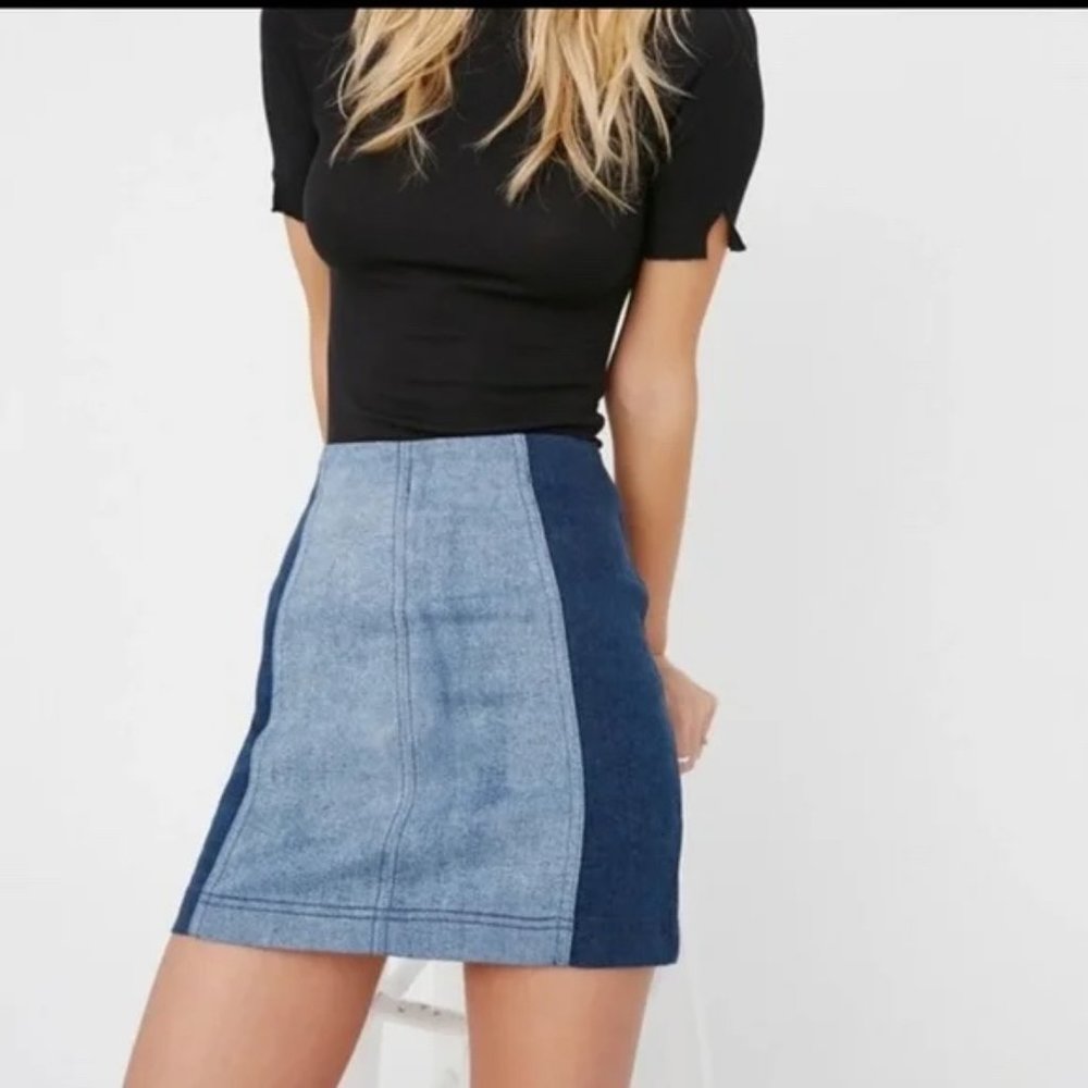 Free People Two-Tone Blue Skirt, Size 4